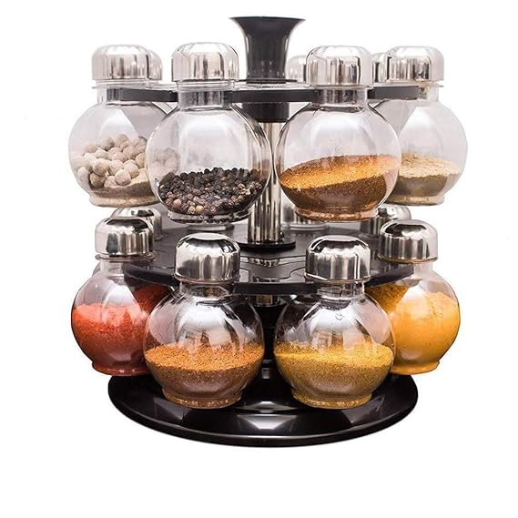 OGK Multipurpose Revolving Plastic Spice Rack Set (16pcs) Revolve 360