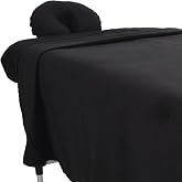 ForPro Luxury TerrySoft 3-Piece Massage Sheet Set, Black | Ultra-Light, Stain and Wrinkle-Resistant | Includes Flat &amp; Fitted Sheets w/ Face Rest Cover for Massage Tables