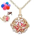 REYOW Gold Plant flowers CZ Locket Pendant Necklace Fragrance Aromatherapy Essential Oil Diffuser