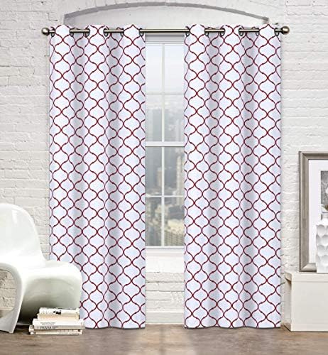 Regal Home Collections 2 Pack Premium Trellis Grommet Curtain Panels - Assorted Colors (Red)