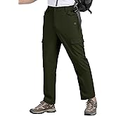 MoFiz Men's Elastic Waist Hiking Pants Lightweight Outdoor Water Resistant Sweatpants with Zipper Pockets