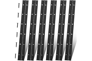 FVSEC 6 Pack 12 Inch Piano Hinge, Heavy Duty Continuous Hinge with Holes for Cabinets Boat Marine Door, 304 Stainless Steel 0.04" Leaf Thickness 1.2'' Open Width (Black)