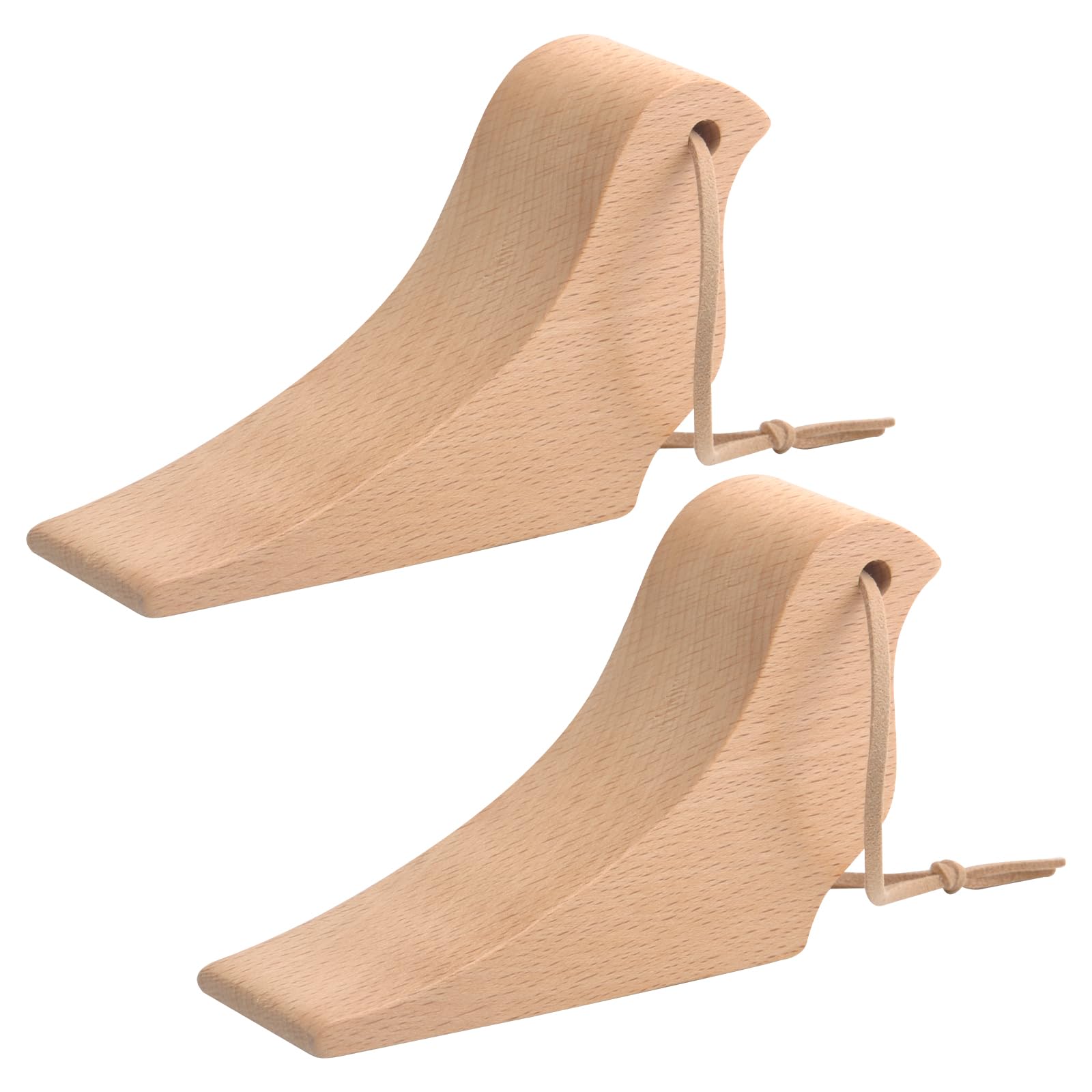 DAWRIS 2 Pcs Beech Door Stoppers for Floor Strongest Door Stopper Non-Slip Bird Shape Doorstop Wedge Doorstop with Lanyard Wooden Door Wedge for All Floors and Types of Doors