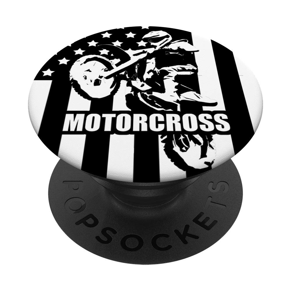 White US Flag Dirt Bike Motocross Motorcycle Racing Gift PopSockets PopGrip: Swappable Grip for Phones & Tablets