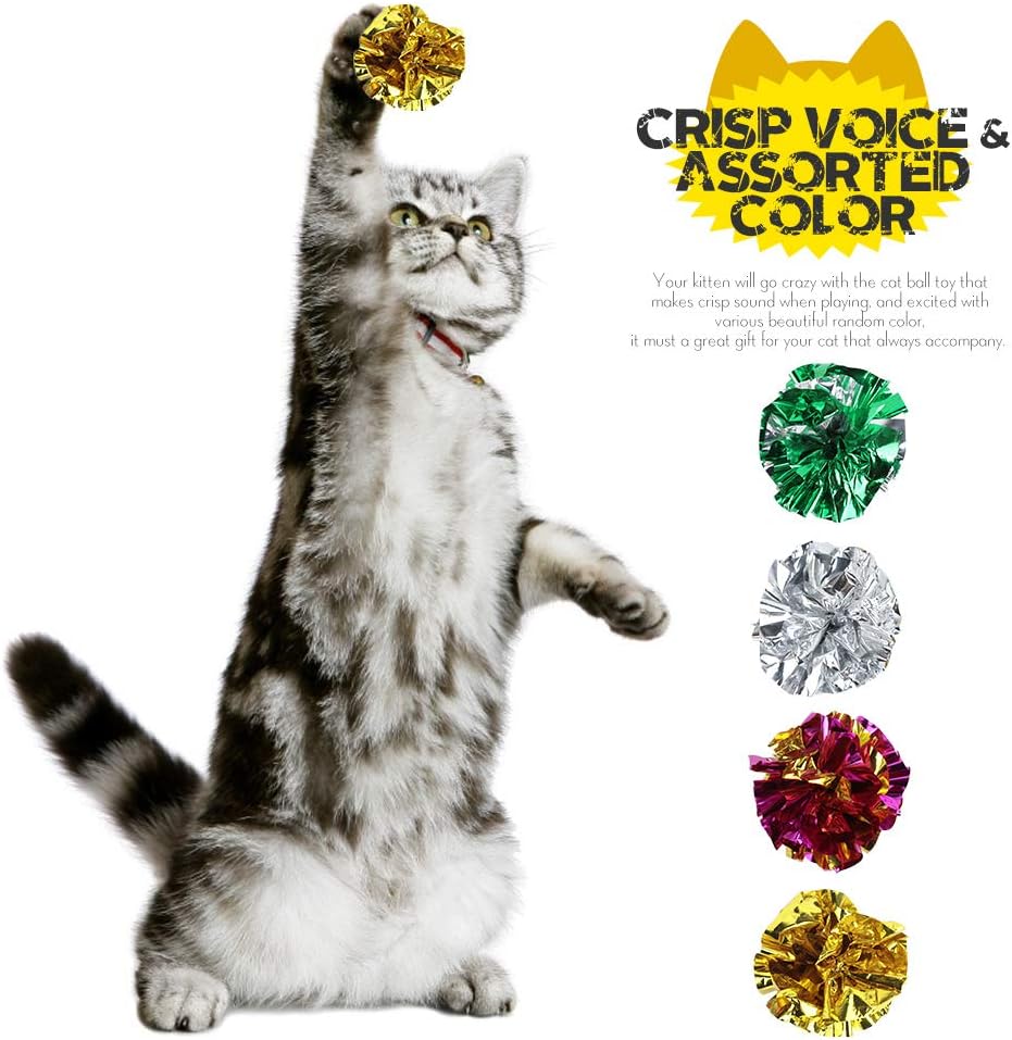 HNYYZL Bestsupplier 25 Pack Crinkle Balls Cat Toys - Original Mylar Crinkle Balls Cat Toys（Random Color） : Pet Supplies