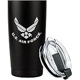 Military Gift Shop 20oz Air Force Tumbler, Double-Walled Insulated Steel USAF Coffee Mug with Lid | Air Force Gifts | USAF 20oz Tumbler