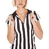 redgino Women's Referee Shirt Official Black and White Stripe Ref Umpire Jersey for Basketball Football Halloween Costume