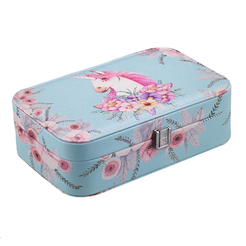 LKMY Exquisite Faux Leather Travel Jewellery Box, Jewelry Case Gift for Women Girls’ Rings Earrings Necklace with Mirror (Dujiaoshou)