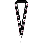 Buckle-Down Lanyard-1.0"-Panda Face W/Pink Mustache