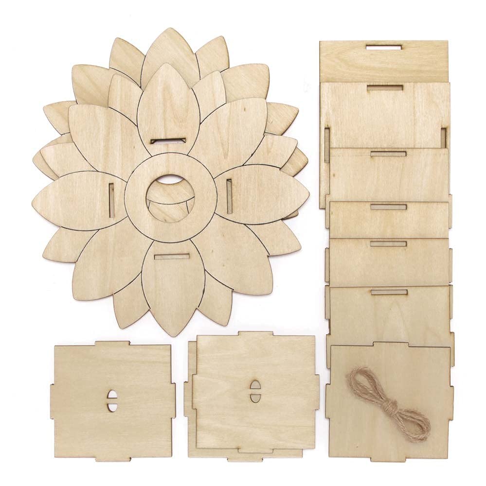 Baker Ross FE192 Sunflower Wooden Bird House Kits, Pack of 2 - Image 3