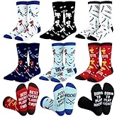 IWOLOMI 6 Pairs Funny Men's Hockey Socks Hockey Valentine Birthday Gifts for Women Men Novelty Cotton Athletic Crew Socks Winter Gifts