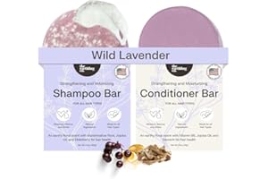 The Earthling Co. Shampoo & Conditioner Bar Set - Promote Hair Growth, Strengthen & Volumize All Hair Types - Paraben & Sulfate Free Formula with Natural Ingredients for Dry Hair (Wild Lavender)