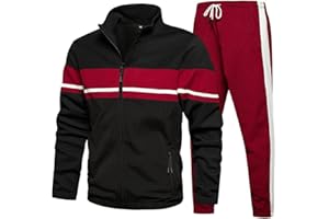 LBL Leading the Better Life Men's Sweat Suit 2 Piece Outfit Casual Contrast Sports Jogging Tracksuits Set