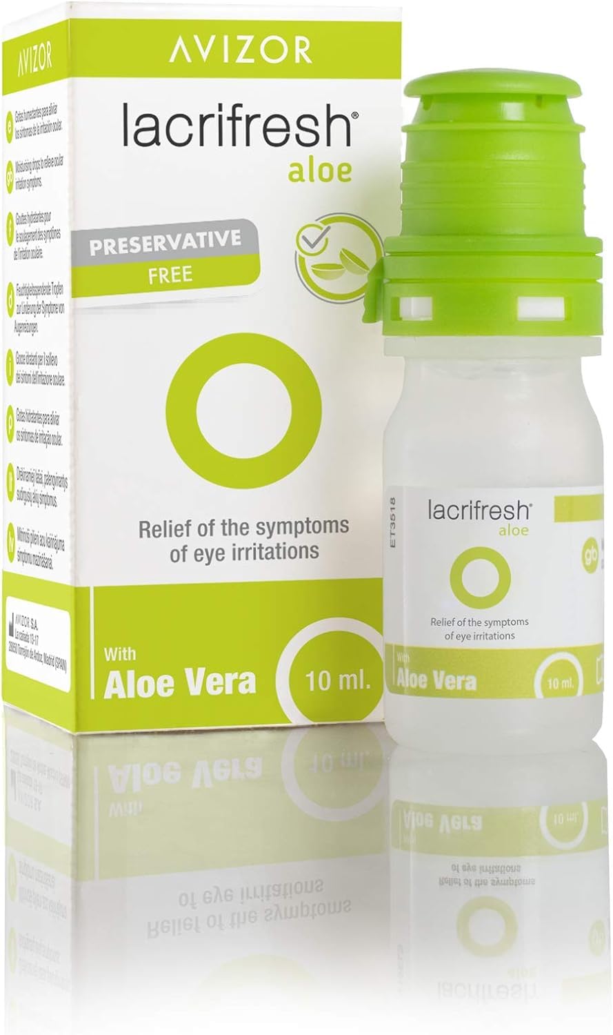 Avizor Lacrifresh Aloe 10ml. Bottle of 10ml of Eye Drops to Relieve Symptoms of Eye Irritation.