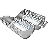 BBQ Dragon Rolling Grill Basket for Vegetables, The ONLY Vegetable Grilling Basket That Rolls to Turn Kabobs, Veggies and Shrimps on Your BBQ Grill - Grilling Accessories from