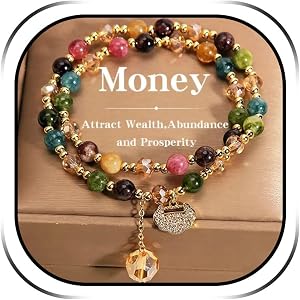 Your Always Charm Money Wealth Crystal Bracelet Set for Women Multi Stone Beaded Feng Shui Jewelry Green Aventurine Citrine T