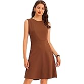 Allegra K Women's Work Dress Round Neck Solid Color Sleeveless A-Line Casual Office Dresses