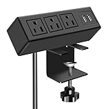 CCCEI 3 Outlet Desk Clamp Power Strip with USB