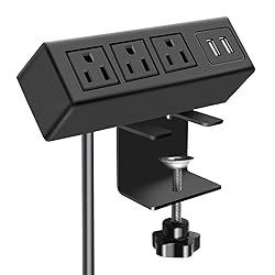 CCCEI 3 Outlet Desk Clamp Power Strip with USB