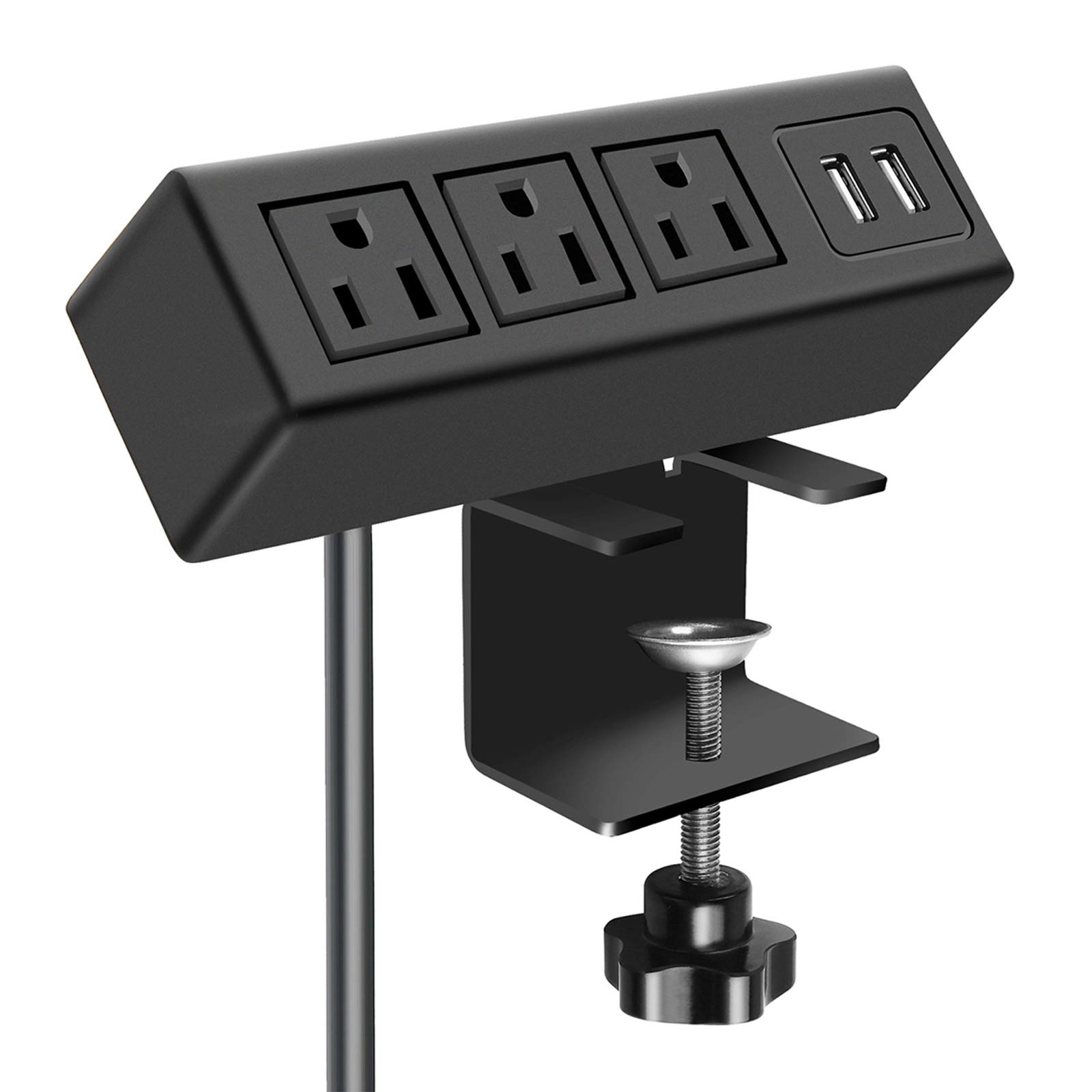 CCCEI 3 Outlet Desk Clamp Power Strip with USB