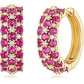 MYEARS Women Huggie Hoop Earrings Gold Cubic Zirconia 14K Gold Plated Small Simple Hypoallergenic Everyday Jewelry