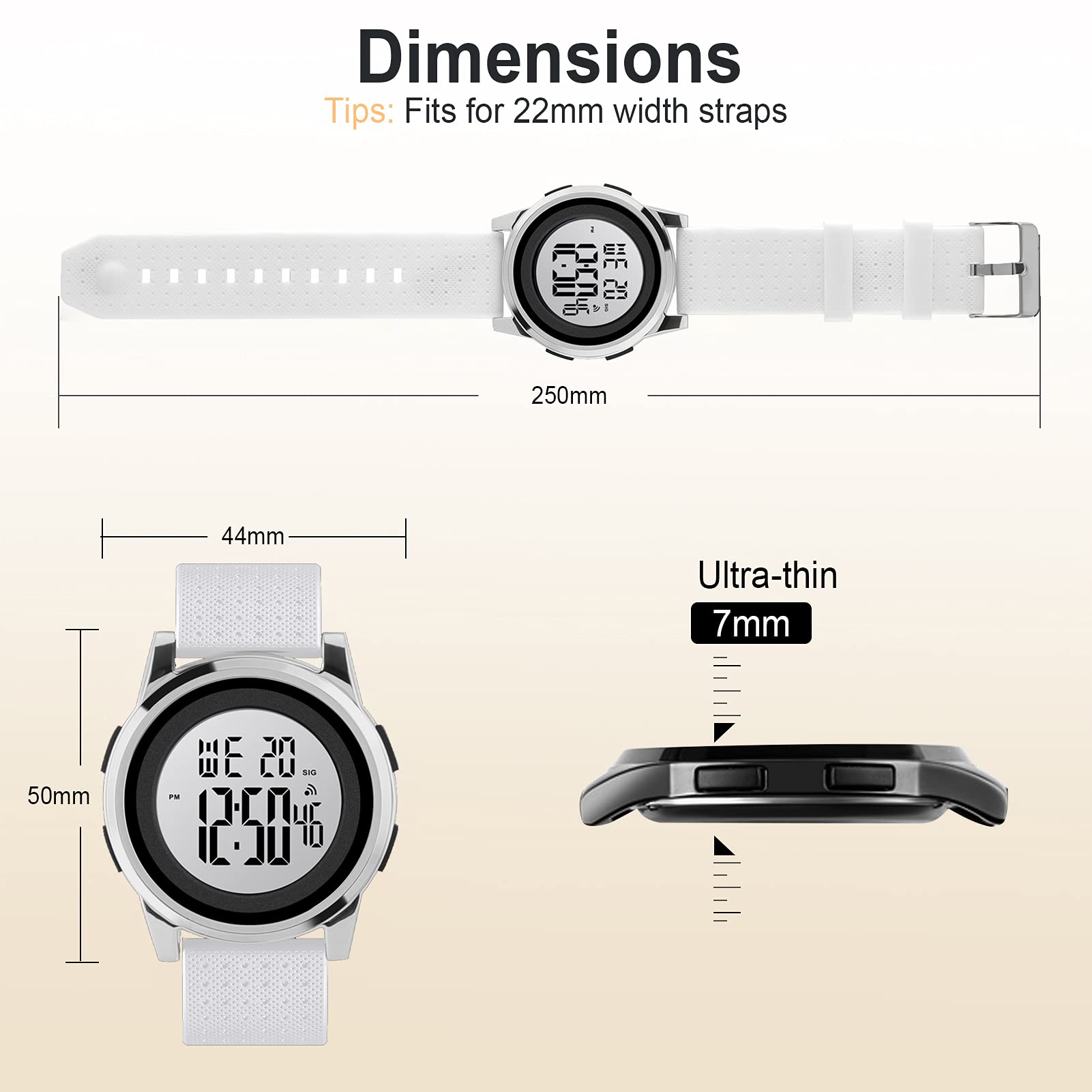 Mens Digital Watch Ultra-Thin Sports Waterproof Simple Watch Stainless Steel Wrist Watch for Men Women