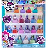 My Little Pony Kids Washable Super Sparkly Peel-Off Nail Polish Deluxe Set for Girls, 18 Colors