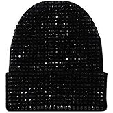 Eilova Orityle Shiny Bling Rhinestone Beanie Cap for Women Y2K Skull Beanies Winter Knit Snow Soft Hat Stretchy Ski Hats