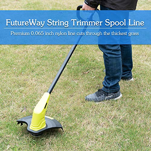 FutureWay String Trimmer Replacement Spool Line 0.065” 21332 21342 24 40 80 V, Compatible with GreenWorks 29252, Weed Eater String Auto Feed Cordless Trimmer Line 16ft, 8 Spools