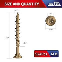 SG TZH #8 x 1-5/8" Deck Screws (924Pcs) 6lb. Carbon