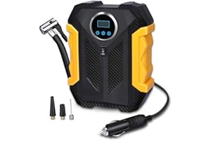 Air Compressor Tire Inflator, Portable Car Tire Pump 12V 300PSI with Gauge Valve Adaptors and LED Light, Suitable for Car, Bi