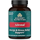 Ancient Nutrition Adrenal Support with Ashwagandha Supplement, Helps Reduce Stress & Fatigue, Paleo and Keto Friendly, Gluten Free, 1300mg, 60 Capsules