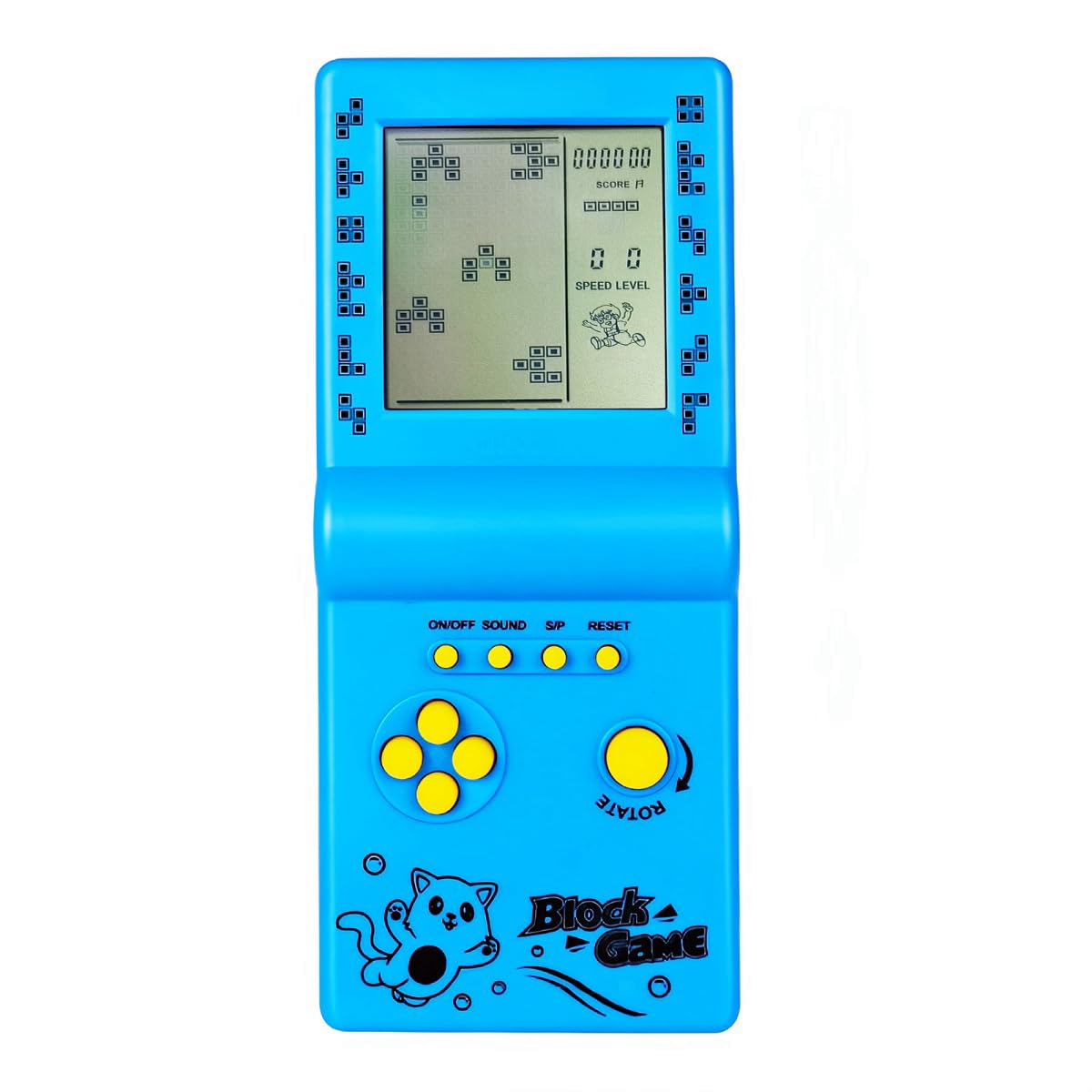 TAQY Retro Classic Block Game Console Multiple games Adjustable level/speed Handheld Porable console Brick game/racing/tank battle Puzzle game Electronic toys Children/friends (Blue)