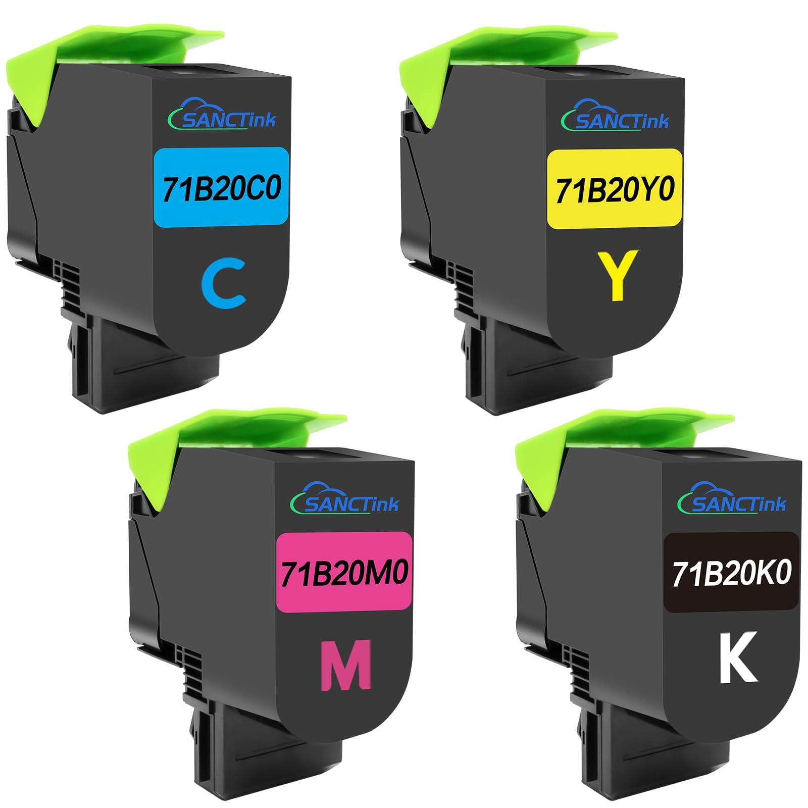 Remanufactured Toner Cartridge Replacement for Lexmark CS317 dn, CS417 dn, CS517 de, CX317 dn, CX417 de, CX517 de 71B20K0 71B20C0 71B20M0 71B20Y0 (High Yeild, 4-Pack)