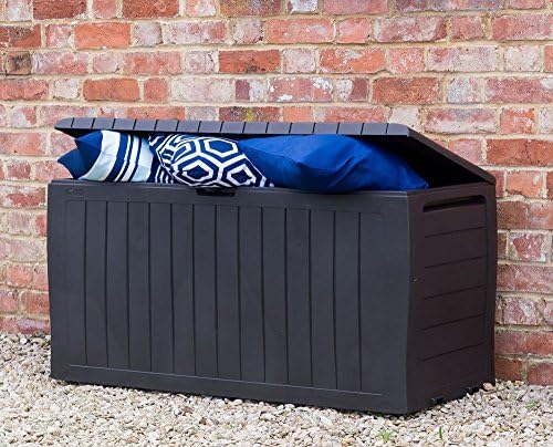 7290106930254 Keter Wood Effect Outdoor Plastic Storage Box Garden Furniture Brown