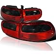 Spec-D Tuning Red Smoke Lens Tail Lights Compatible with 1992-1995 Honda Civic 3-Door Hatchback, Left + Right Pair Assembly