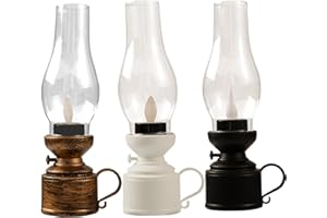 Oil Lamp|Kerosene Lamp 3Pcs Flameless Flickering Vintage Oil Lantern 7.3x2.4in Hurricane with Handle Battery Powered PP for H