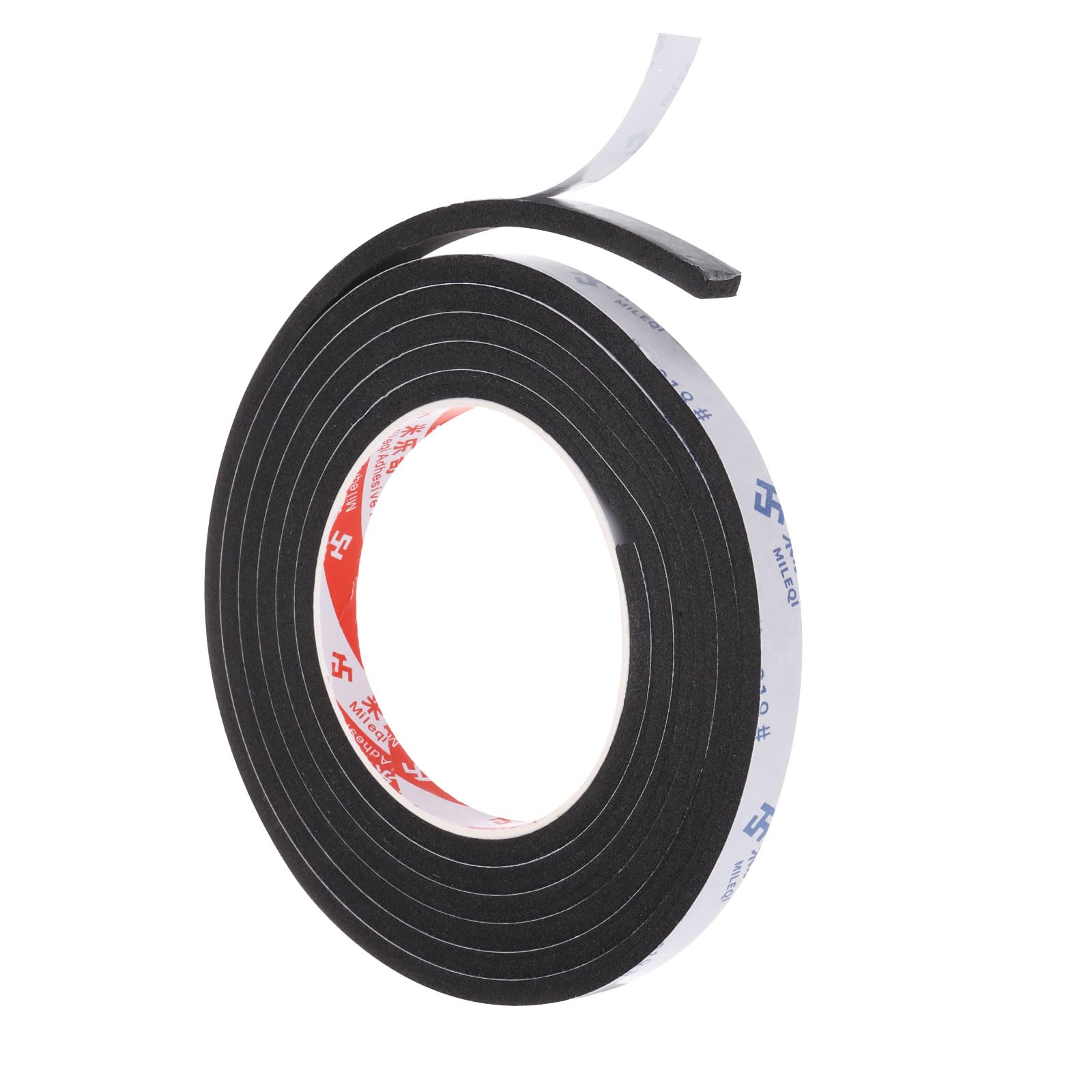PATIKIL 2m/6.6ft Sealing Foam Tape, 1cm Wide 5mm Thick Single Sided Weather Stripping Door Seal Strip for Window Door Insulation, Black