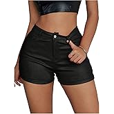 Floerns Women's Plus Size Faux Leather Micro Shorts Party Club Skinny Mini Shorts Festival Outfit