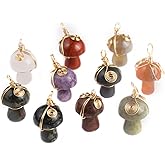 Zotoone 7pcs Natural Stone Pendant Rose Quartzs Agate Unakite Braided And Wound Mushroom Shape Charms For Making DIY Jewelry Necklace Bracelet