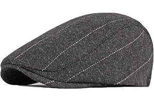 QIABAO Adjustable Newsboy Caps for Men Wool Blend Tweed Ivy Gatsby Flat Cap Cabbie Beret Hat