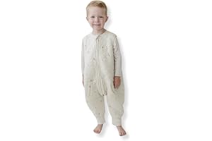 Tealbee Dreamsuit Toddler Sleep Sack with Feet – Walker Sleep Bag with Legs, Rayon made from Bamboo, All Season 1.2 TOG, 2-Way Zipper, 2T-3T - Moons&Stars