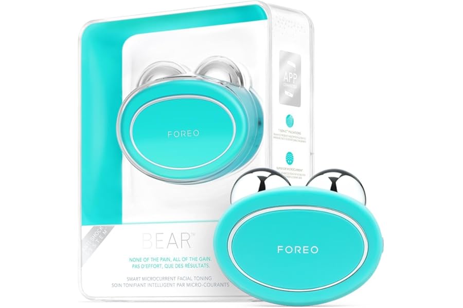 FOREO Bear Microcurrent Facial Device – Face Sculpting Tool – Instant Face Lift – Firm & Contour – Non-Invasive – Increases Absorption of Facial Skin Care Products – Mint