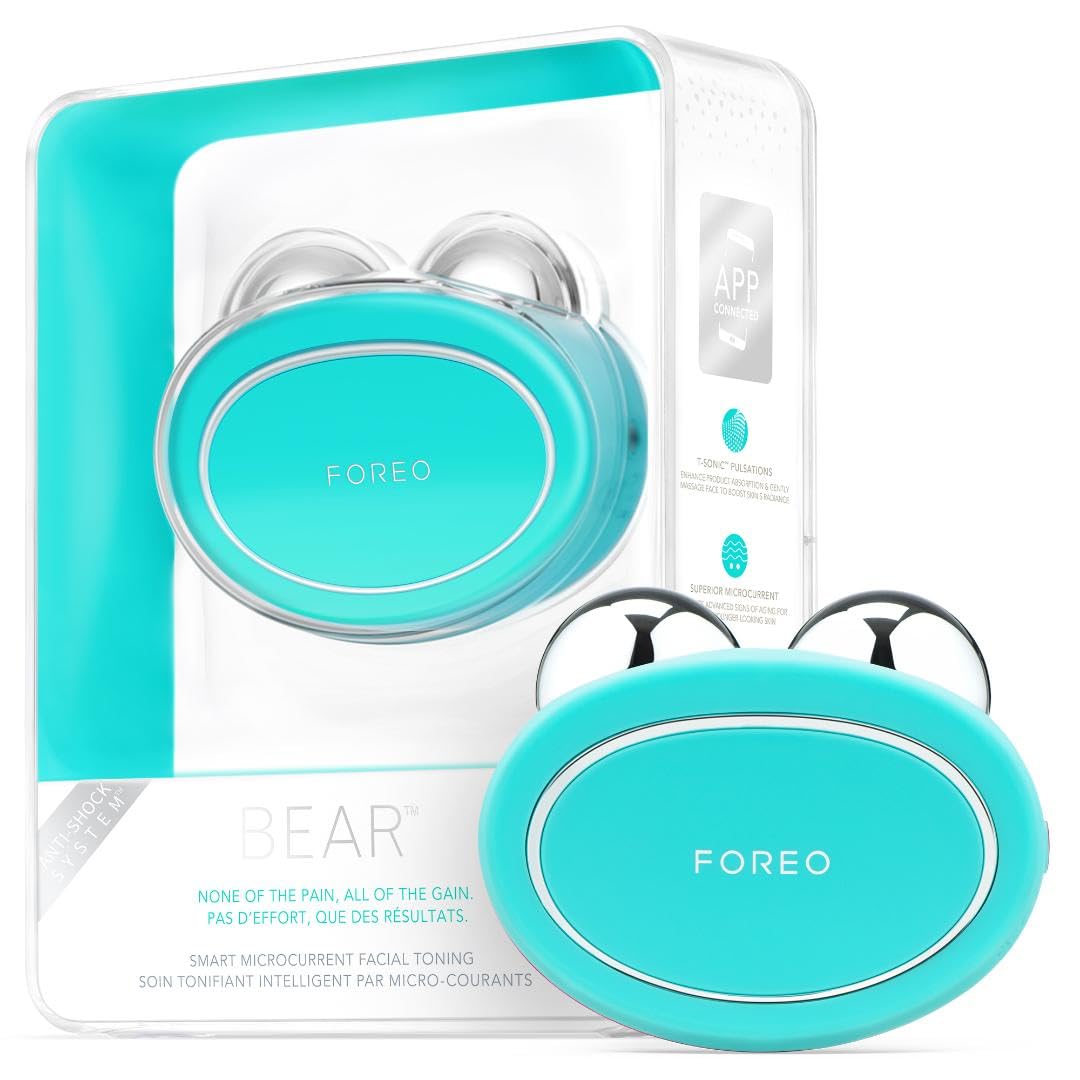 FOREO Bear Microcurrent Face Lift Device - Exercises Jaw and Face - Immediate Non-Invasive Facelift - Anti-Aging - Safe & Painless - Mint