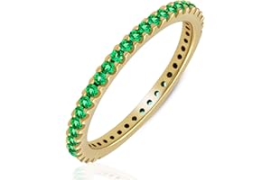 GOURIK Stackable Eternity Ring for Women |Gold Plated – Ruby, Blue Sapphire, Simulated Diamond, Pink Sapphire, Emerald| Wedding Band |hypoallergenic Rings| Labradorite Ring | Birthstone Gift Jewelry for Her