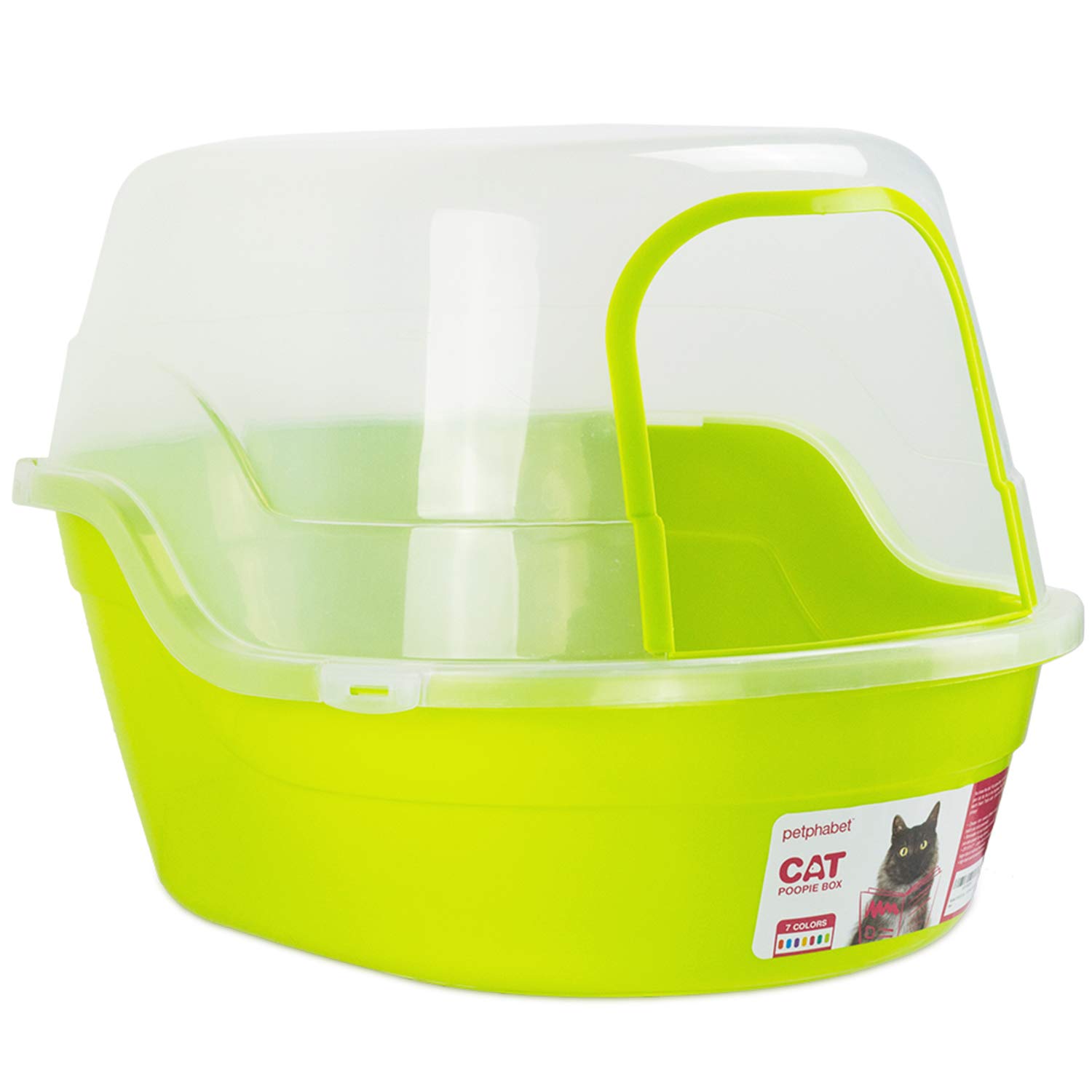 Petphabet Jumbo Hooded Cat Litter Box XXL, 63x48x43cm, Enclosed Litter Tray (Green)
