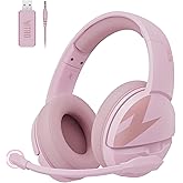 acer Wireless Gaming Headset, PS5 Headset with 2.4GHz for Ps5, Ps4, PC, Switch, Bluetooth 5.3 + 100Hrs Gaming Headphones with Noise Canceling Mic for Laptop, Mobile, Mac, 50mm Drivers (Pink)
