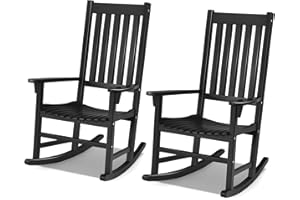 Tangkula Acacia Wood Porch Rocking Chair, Wooden Rocking Chair Rocker with High Back & Armrest for Indoor Outdoor Use, Patio 