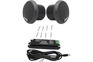 Herdio 3" inch Marine Bluetooth Speakers Boat Motorcycle Hot tub Stereo with Max Power 140 watt(A Pair) (Gray)