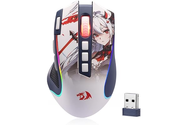 Redragon M612AK PRO RGB Anime Gaming Mouse, 8000 DPI Wired/Wireless Optical Mouse with 9 Programmable Buttons & 7 Backlit Modes, BT & 2.4G Wireless, Software Supports DIY Keybinds Rapid Fire Button